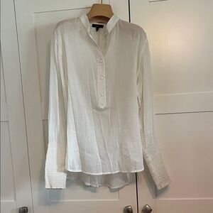 rag & bone Cotton-Silk White Blouse with Textured Cuffs.New.No tags